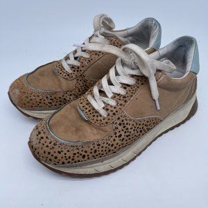 Madewell Leather Court Sneakers Brown Womens 6M Spotted Calf Hair Casual Shoes